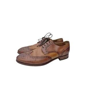 Curatore Made in Italy Two-Tone Leather Full Brogue Wingtip Oxford Shoes Brogues